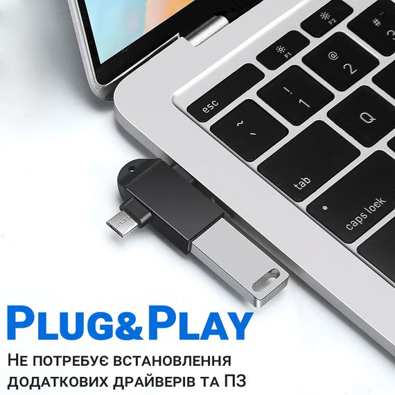 Двойной OTG адаптер USB 3.0 на Type-C + MicroUSB, переходник для смартфона/ноутбука Addap UA2MIX-01, 5 Гбит/с | Зображення 6