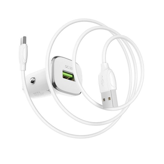 Автомобільний зарядний пристрій BOROFONE BZ12A (QC3.0,18W, Type-C cable) | Зображення 1