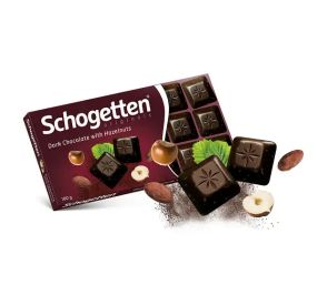 Шоколад черный с орехом Schogetten Dark with Haselnuts, 100 г, немецкий темный шоколад с орехами