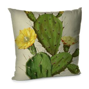 Подушка диванная с бархата Кактуcы с цветами 45x45 см (45BP_TFL074)