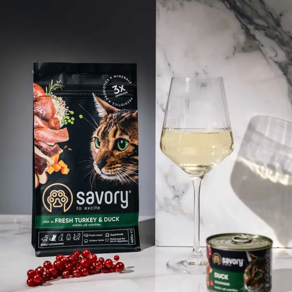 Сухий корм Savory для дорослих котів, індичка та качка 400г | Зображення 4