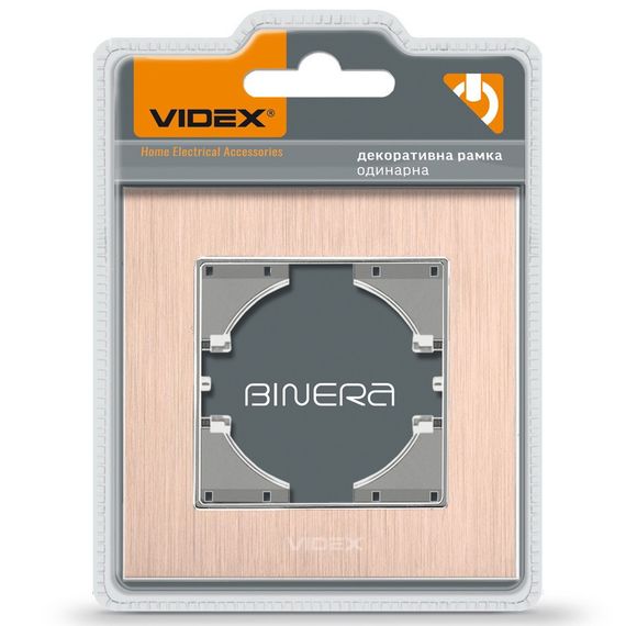Рамка алюминиевая горизонтальная на 1 пост VIDEX BINERA VF-BNFRA1H-CP медного цвета | Зображення 1