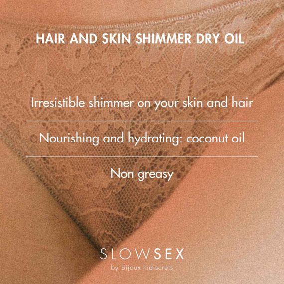 Суха олія-шимер для волосся та тіла Bijoux Indiscrets Slow Sex Hair and skin shimmer dry oil | Зображення 3