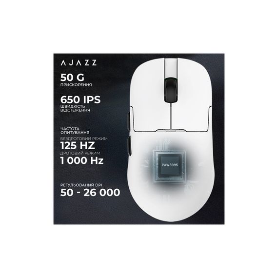 Мишка Ajazz AJ159PRO Wireless/Bluetooth/USB Charging Dock White (AJ159-PRO-W) | Зображення 9