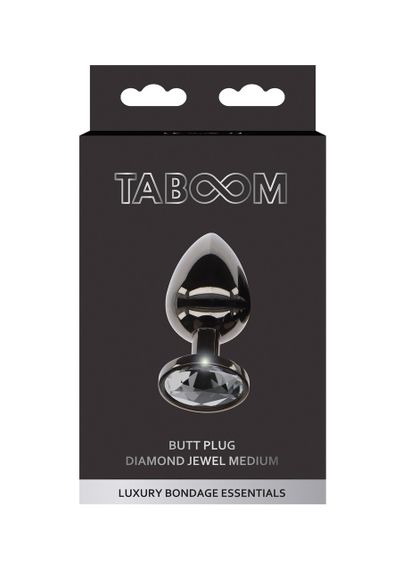 Анальна металева пробка M із чорним каменем Butt Plug With Diamond Jewel Taboom sexstyle | Зображення 10