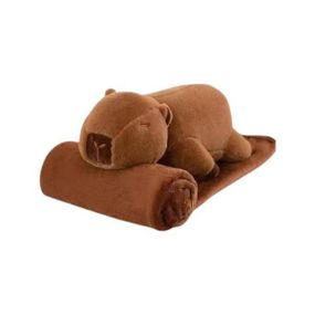 Плед-подушка іграшка 3в1 Капібара 40см (плед 100*150см) Коричнева з шарфом