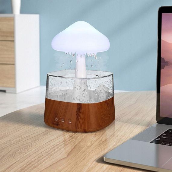 Зволожувач повітря Гриб з ефектом дощу та підсвіткою 300мл, від USB, MUSHROOM / Ароматизуючий нічник / Ультразвуковий аромадифузор | Зображення 1
