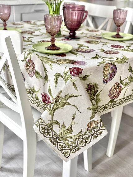 Скатертина гобеленова ARTICHOKE Limaso, 137x220, Прямокутна, Квітковий, Без люрексу, 60% поліестер, 24% бавовна, 16% акрил, Гобелен | Зображення 5