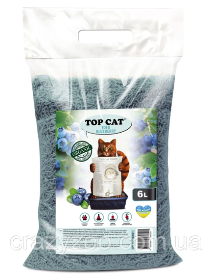 Наполнитель для кошачьего туалета Top Cat Tofu соевый тофу с ароматом черники 6 л TCT 80545