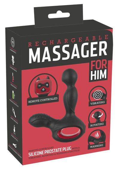 Вибростимулятор простаты с ротацией и подогревом You2Toys Silicone Prostate Plug, черный Sex Aura