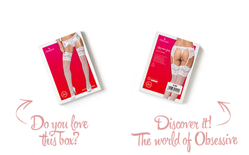 Панчохи під пояс із широким мереживом Obsessive 810-STO-2 stockings L/XL, білі | Зображення 3