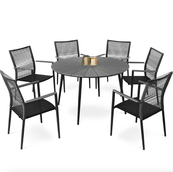Комплект садових меблів Di Volio Arona 6+1 чорний/сірий