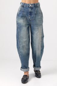 Джинси Baggy з кокеткою та декоративними швами - синій цвет, 38р (є розміри)
