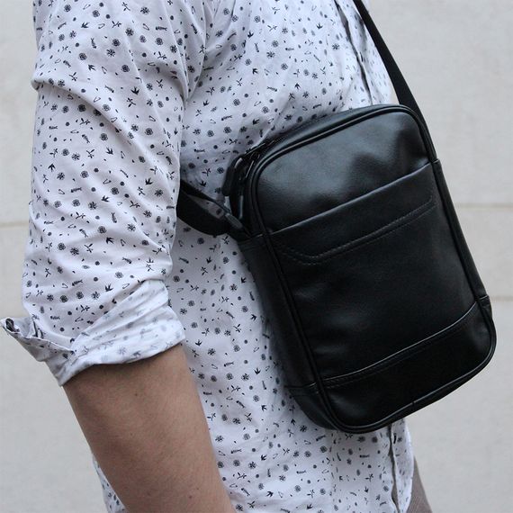 Месенджер класичний з еко шкіри гладкої, Сумка через плече кежуал чоловіча Ділова сумка месенджер | Зображення 1