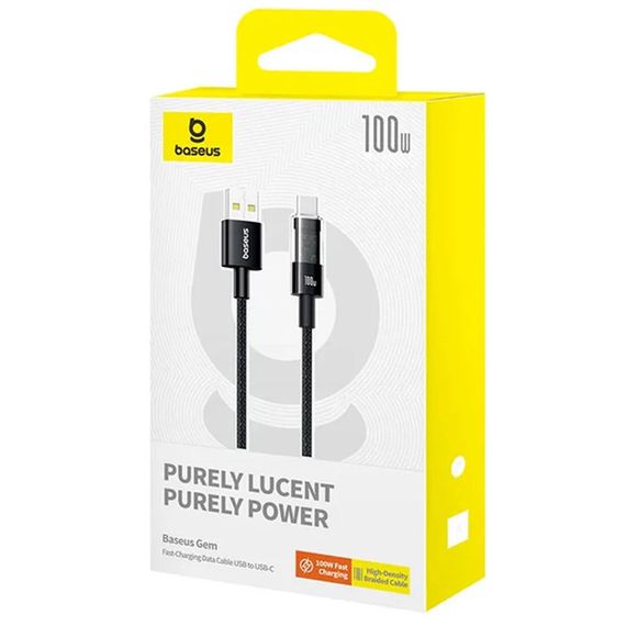 Дата кабель Baseus Gem Fast Charging USB to Type-C 100W (1m) (P10373002211) Cluster Black | Зображення 2