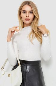 Водолазка жіноча в рубчик, колір білий, 204R044