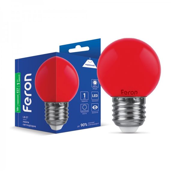 Лампа світлодіодна LED Feron G45 1W E27 LB-37 червона
