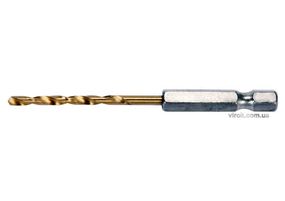 Свердло по металу титанове з шестигранним хвостовиком 1/4" YATO HSS-TIN 3 х 81/33 мм YT-44754