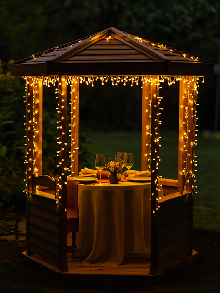 Новорічна гірлянда вулична 30 м 300 LED з сонячною батареєю чорний провід Жовтий SB300L30MBY | Зображення 1