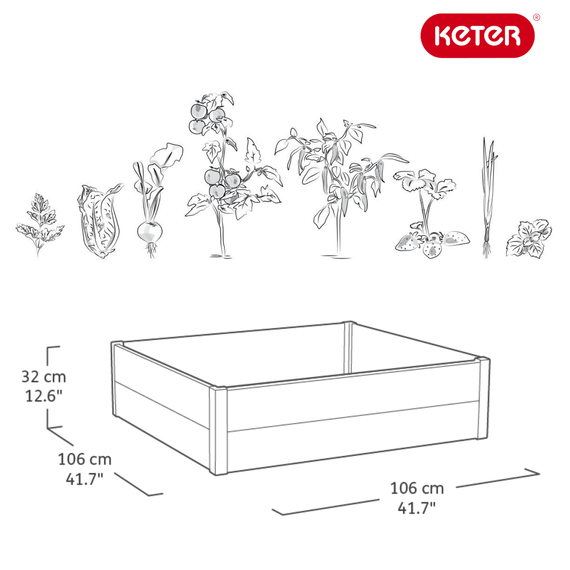 Грядка садовая квадратная Keter Maple Square пластиковая для растений и овощей коричневая 17209665 | Зображення 9