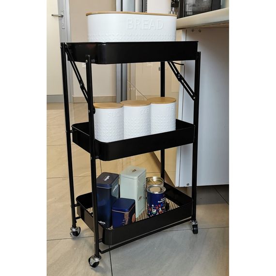 Этажерка с полками для кухни и ванной на колесах Bonro Бонро B-233 черный (42400599) | Зображення 8