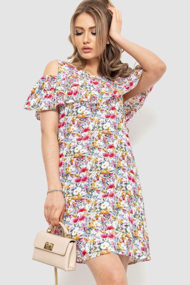 Платье с принтом  цвет молочно-красный 230R24-1