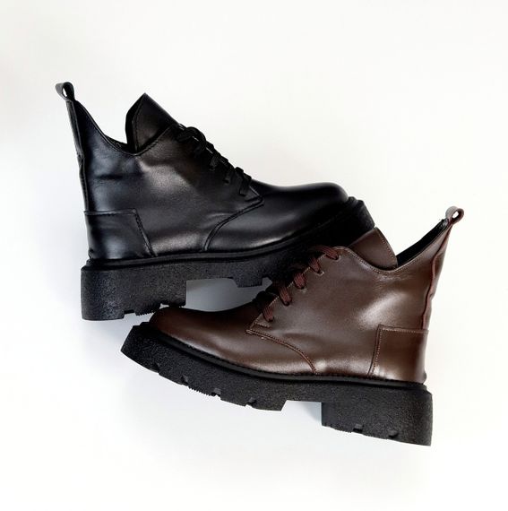 Дизайнерські асиметричні зимові чорні черевики натуральна шкіра | Зображення 9