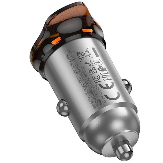 АЗП Hoco NZ16 Rigorous PD30W (1USB-C) Metal grey | Зображення 2