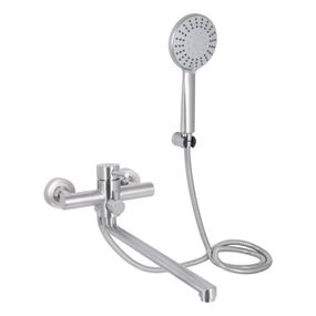 Змішувач для ванни Lidz Aria 005 з поворотним виливом (з душовим гарнітуром) (k35) LDARI005NKS34939 Nickel