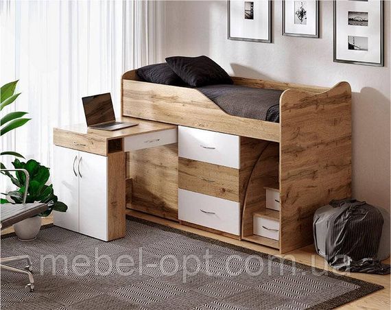Ліжко-кімната Bed Room-5 колір малина (рожевий), висувні сходи-комод, висувний стіл, вибір кольору фасадів | Зображення 5