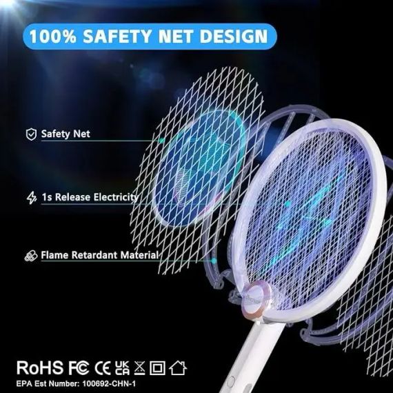 Электрическая мухобойка Buzzeap, складная электрическая мухобойка 3 в 1, электрическая мухобойка | Зображення 1