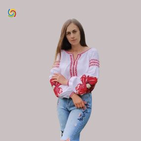 Рубашка Украинская вышиванка 33326628 цвет белый размер M/L