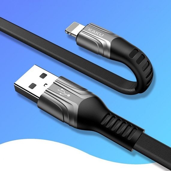 Плоский кабель Kaku KSC-278 USB - Lightning 1.2 m - Black | Зображення 1