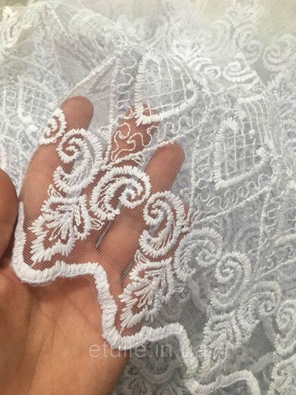 Короткий білий тюль фіранка фатін з люрексом, для дачі, кухні, коридору, на балкон, в спальню | Зображення 3
