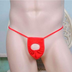 Мужские стринги с дыркой для пениса - Красный - S/M/L