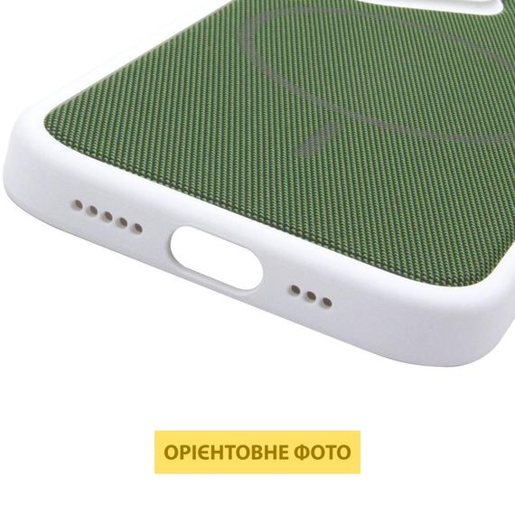 Чохол PC Textile Hybrid with Magnetic Fit для Apple iPhone 15 Pro Max (6.7") White / Green | Зображення 4