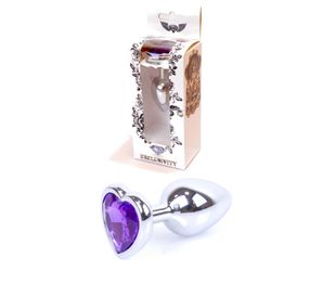 Анальна пробка - Jewellery Silver  Heart PLUG- Purple