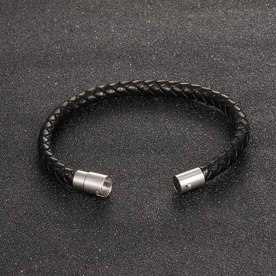 Чоловічий шкіряний браслет Primo Collar з магнітною застібкою - Black | Зображення 1