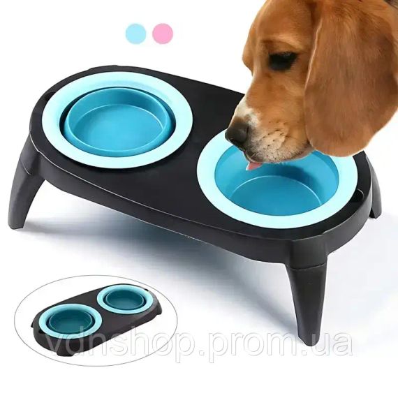 Миска Pet Bowl Set подвійна на складній підставці для собак та котів | Зображення 3