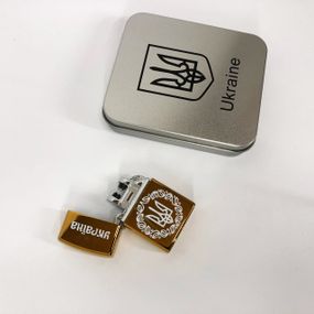 Дуговая электроимпульсная USB зажигалка Украина (металлическая коробка) HL-447. IH-725 Цвет: золотой