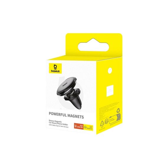Універсальний автотримач Baseus Magnetic Car Mount Phone Holder with Cable Clip Air Vent Version Cluster Black (C40141201113-00) | Зображення 6