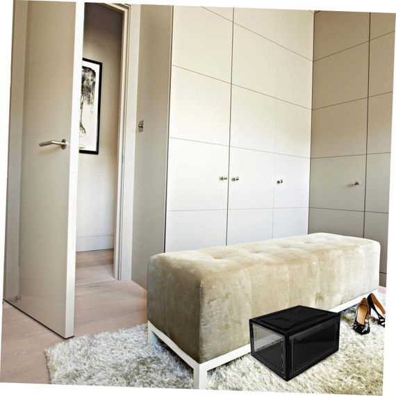 Коробка для взуття прозора пластикова складна велика, набір органайзерів 3 шт бокс чорний для зберігання кросівок | Зображення 9