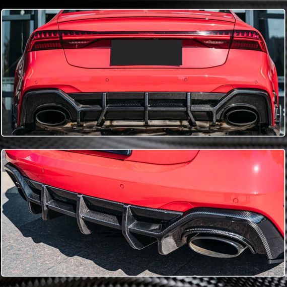 Дифузор заднього бампер (для RS7 2018-2022, Сухий карбон) для Ауди A7 2018- рр | Зображення 2