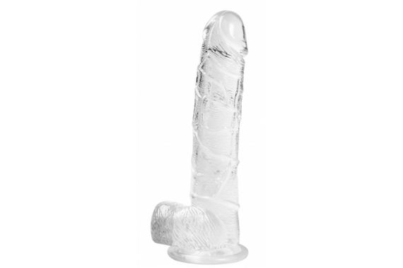 Прозорий реалістичний фалоімітатор з присоскою, розмір XL (220*45 мм)