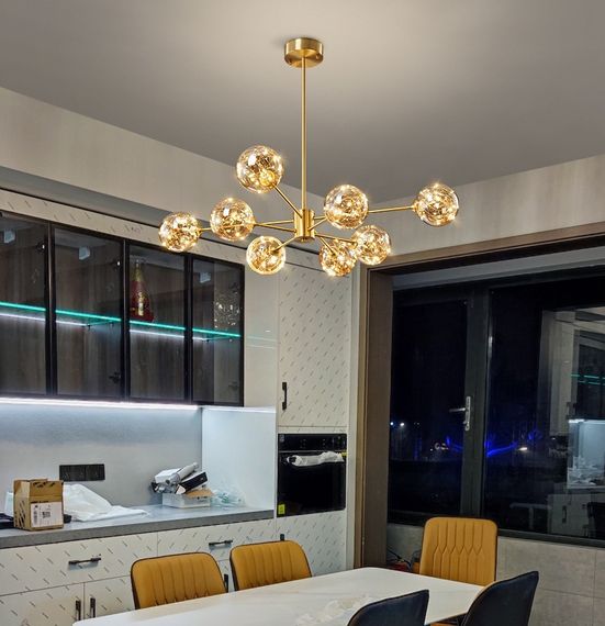 Люстра світлодіодна стельова LED світильник для квартири на стелю лед 26371 Латунь 42-72х110х110 см. | Зображення 2