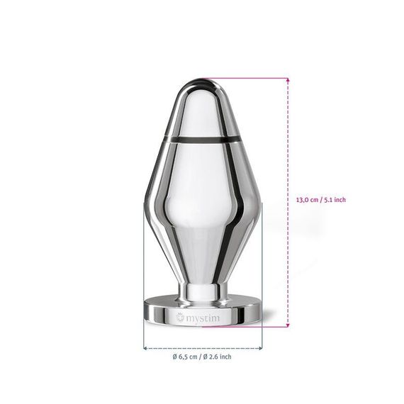 Металева анальна пробка Mystim Big John для електростимулятора, діаметр 6,5 см Sex Aura | Зображення 3