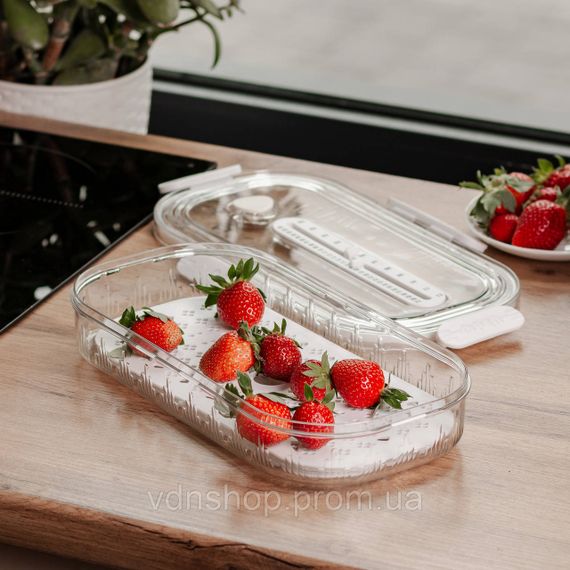 Контейнер для їжі пластиковий 32.5х17.5х6 см харчовий контейнер з індикатором дати 1 л Білий HP-27-7 | Зображення 2