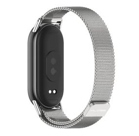 Ремешок металлический Mijobs миланское плетение для фитнес браслета Xiaomi Mi Smart Band 8 - Silver