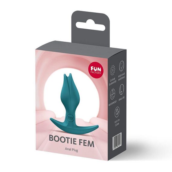 Анальная пробка Fun Factory BOOTIE FEM Bottle Green, в виде бутона, диаметр 2,9 см, тонкий ограничитель Sex Aura | Зображення 6