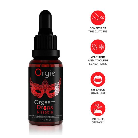Збуджувальні краплі для клітора Orgie Orgasm Drops Kissable, 30 мл, тепло-холод, смак яблука Sex Aura | Зображення 2